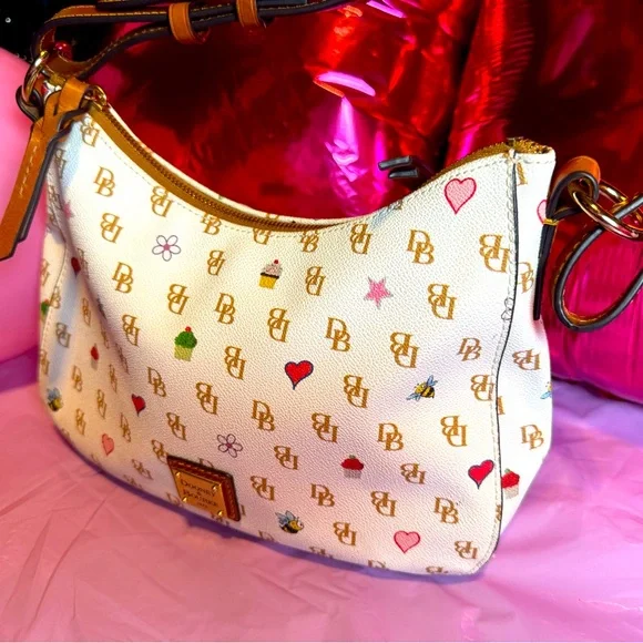 Dooney & Bourke Gretta Novelty Kiley Hobo Bag ❤️ 🧁🐝 ⭐️ DB Logo Shoulder Bag RARE - Picture 3 of 14